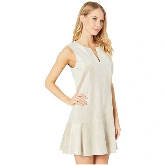 💕BCBGMAXAZRIA💕 Adelene Faux Suede Dress Light Stone Medium M NWT